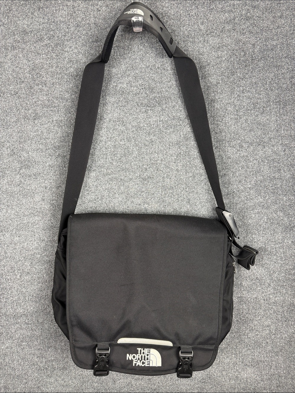 The North Face Black Messenger Bag with Reflective Accent. New!